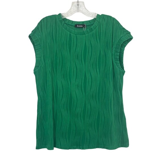Zanzea Textured Shirt Sleeveless Womens Large Green New Summer - Picture 1 of 9